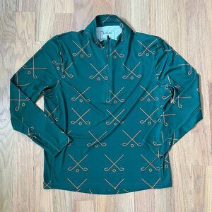 sosik brand - men's golf quarter zip pullover - dark green - size m